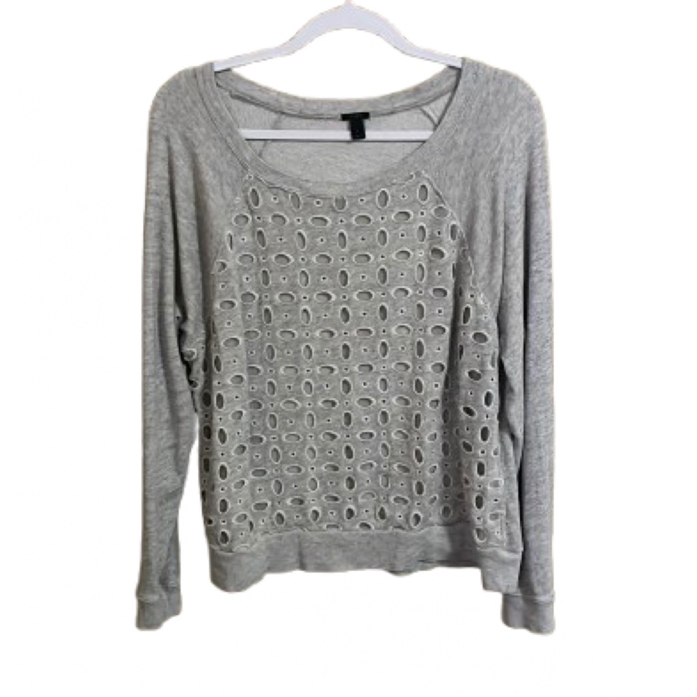 J. Crew Cotton Silk Eyelet Soft Sweater Size L Preppy Casual Lightweight Neutral